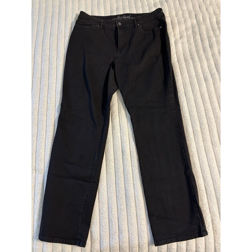 Gloria Vanderbilt Jeans Womens 14 Black Denim Rinse Rail Straight Slimming
